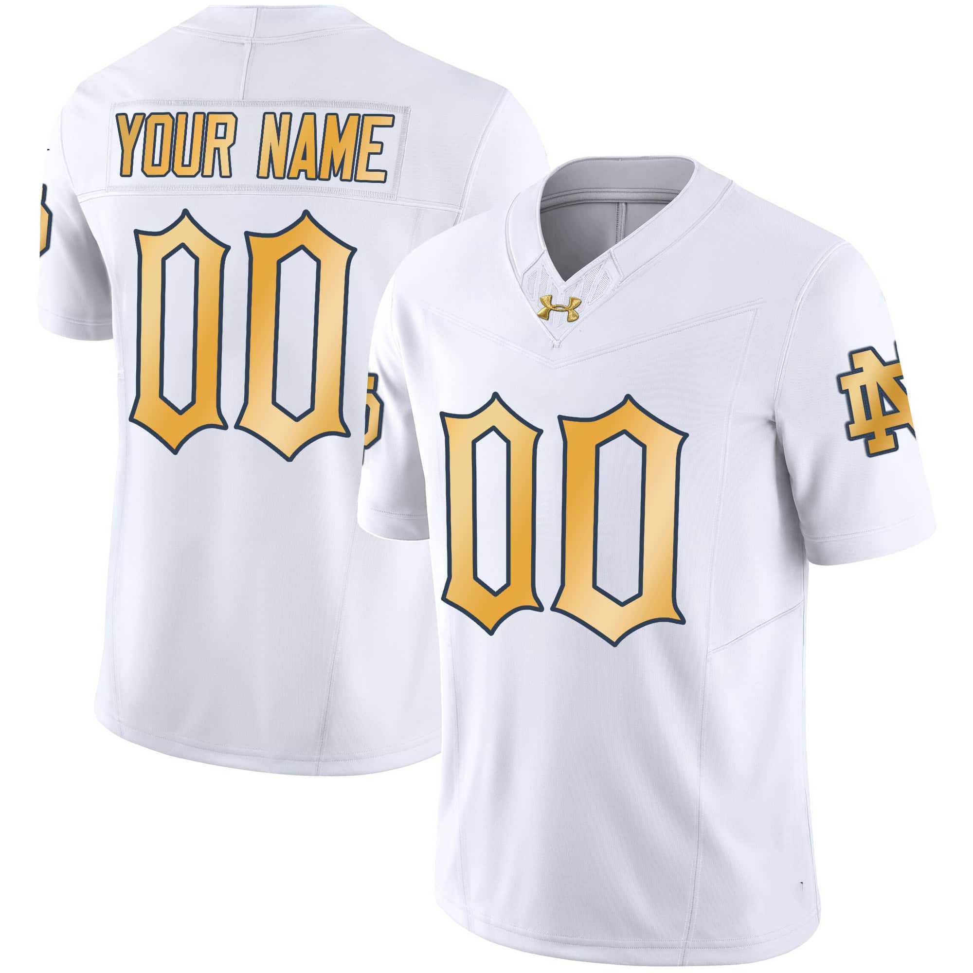 Men Notre Dame Fighting Irish White 2024 Vapor Limited Custrom NCAA Jersey